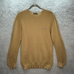 Leif Nelson Men's Large Brown Knit Sweater Crew‎ Neck Soft Casual Comfort EUC
